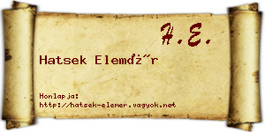 Hatsek Elemér névjegykártya